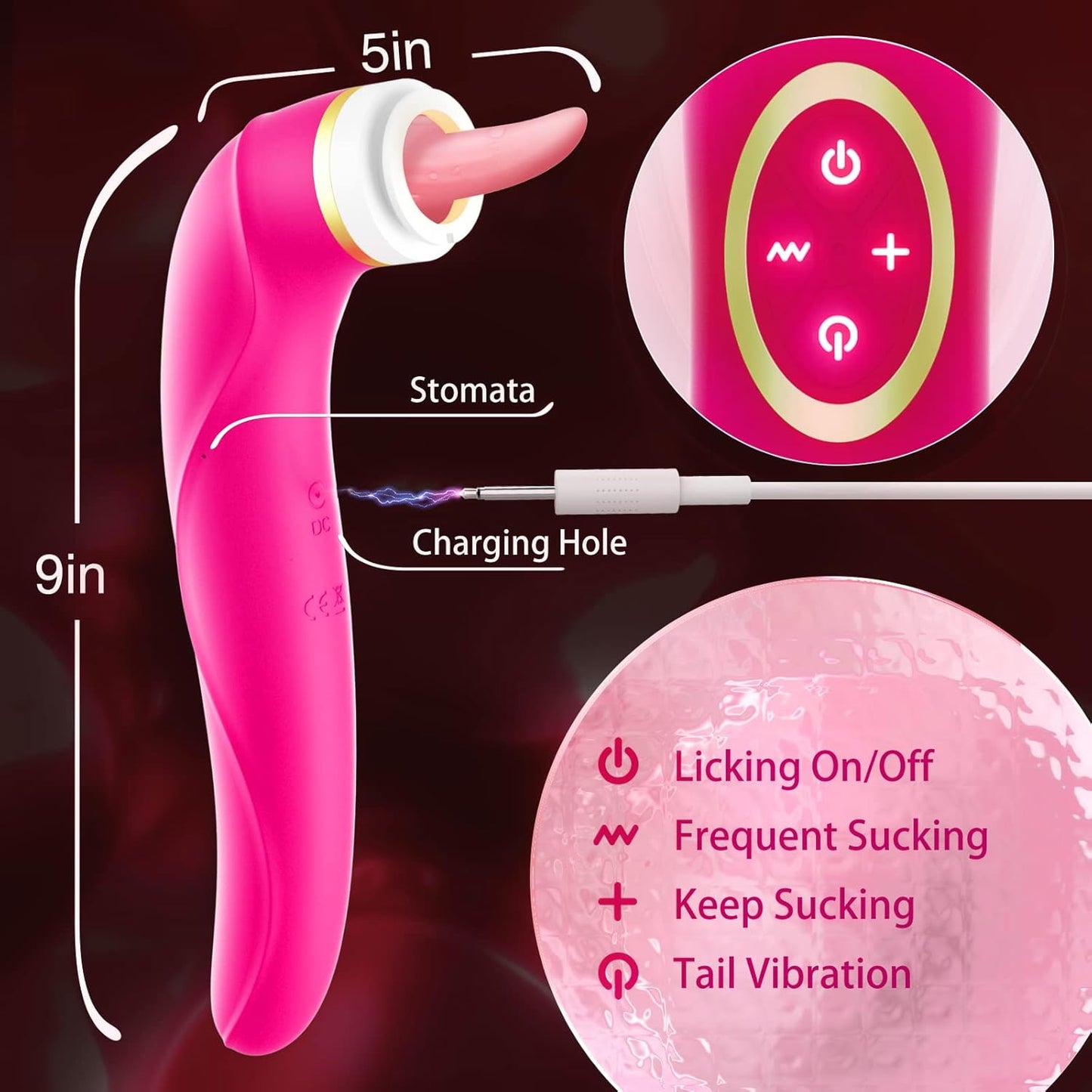 Vibrador Succionador con Lengua Multifunción 3 en 1 y Copa Intercambiable (2 Copas) ✦ Bajo pedido