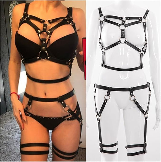 Top + Bottom Arnés (Talla S) - Cuero Sintético ✦ Bajo pedido