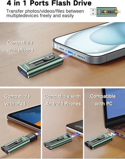 Llave Maya 1TB, para respaldo de fotos y videos, compatible con iPhone, Android, PC (Dorado)