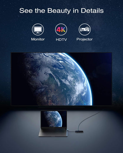 Hub Multipuerto Adaptador USB, C, Auxiliar, HDMI, TF3.0, SD 3.0 - VANMASS