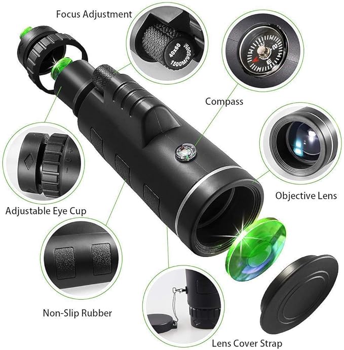 Monocular de Alta Potencia AUCEE 12x50 | Impermeable y con Adaptador para Celular