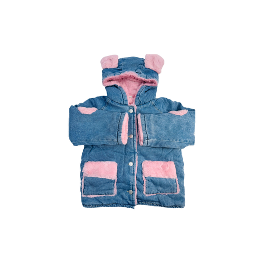 Chaqueta de Mezclilla con Capucha para Niña | Abrigo Denim con Forro Afelpado | ✦ Bajo pedido