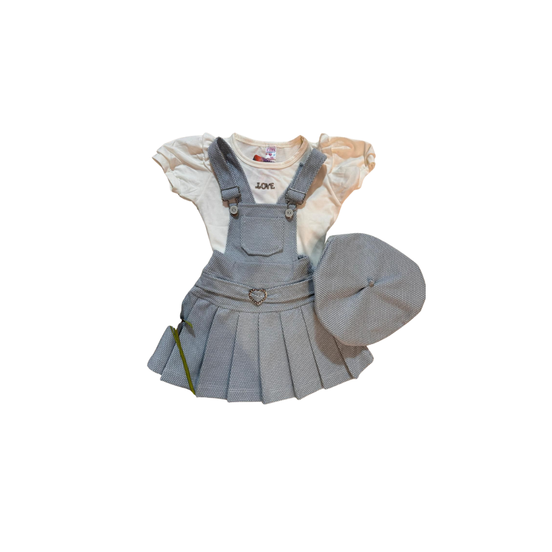 Set de 2 piezas - Set Infantil para Niña con Overol, Blusa y Boina | Conjunto Casual (2 colores) ✦ Bajo pedido