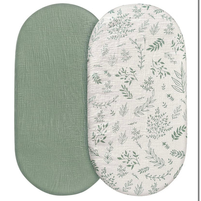 Set de 2 sábanas ajustables de muselina para cuna LYRICHOM BABY, suaves, transpirables y elásticas, ajuste universal para colchones de cuna ovalados y rectangulares con diseño de reloj de arena