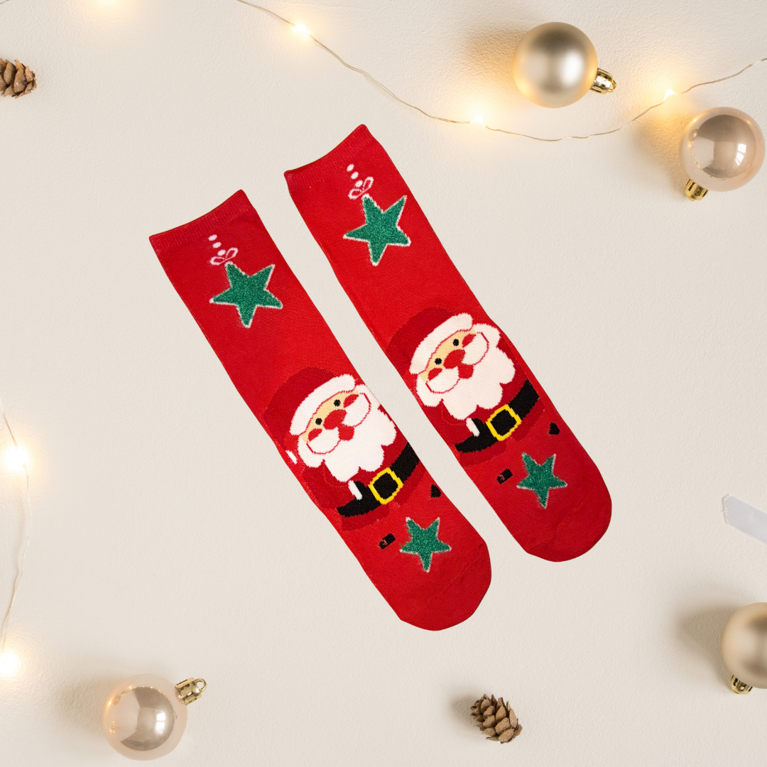Medias Navideñas Algodón Unitalla (35 al 41) - Santa Estrella