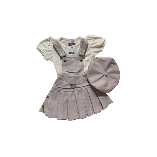 Set de 2 piezas - Set Infantil para Niña con Overol, Blusa y Boina | Conjunto Casual (2 colores) ✦ Bajo pedido