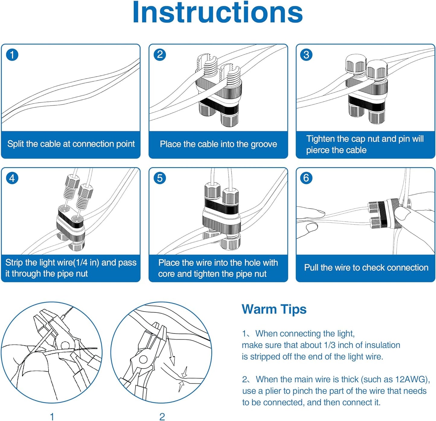 Set de 24 Conectores de Bajo Voltaje, Conector de Cable de Luces de Exteriores