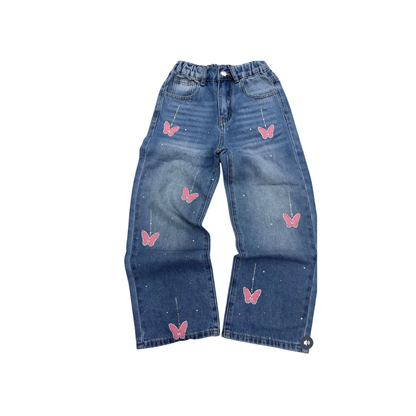 Jeans de mezclilla para Niña con brillitos de mariposa | Outfit Infantil (2 colores) ✦ Bajo pedido