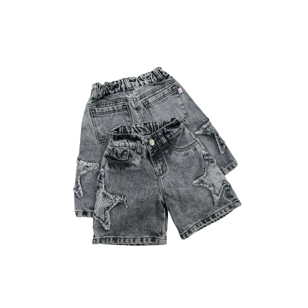 Short de mezclilla para Niña con brillitos de estrella | Outfit Infantil (2 colores) ✦ Bajo pedido