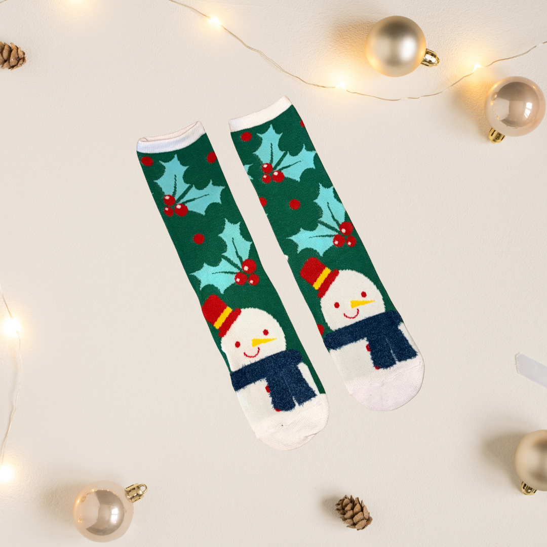Medias Navideñas Algodón Unitalla (35 al 41) - Muñeco de Nieve
