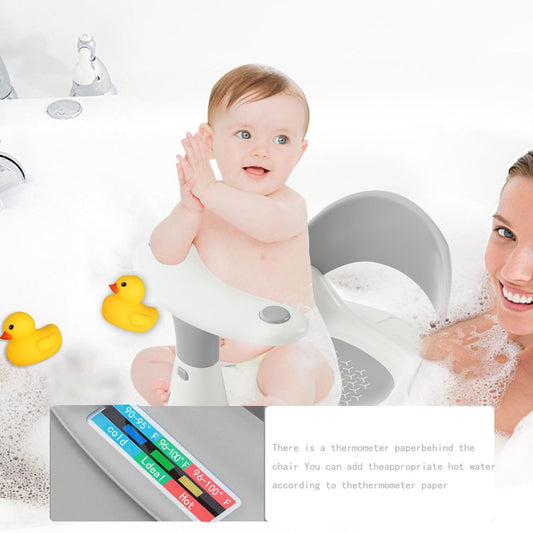 Asiento de baño para bebé con termómetro de agua, antideslizante, plegable