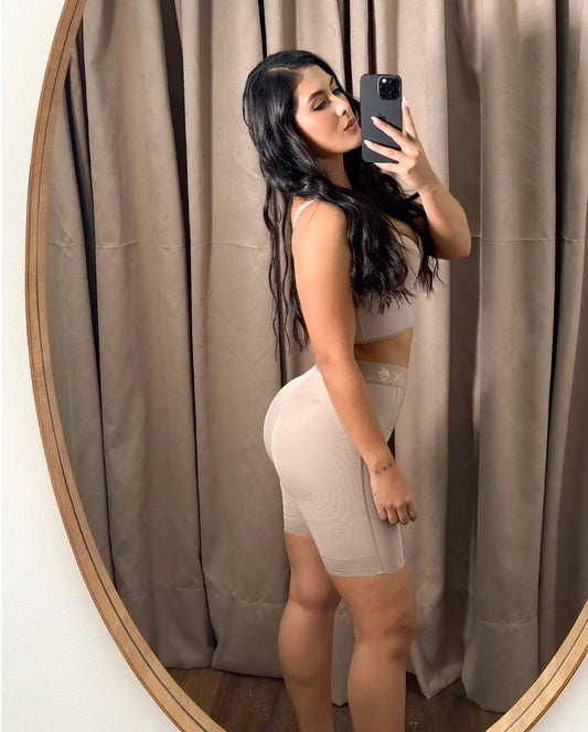 Short Media Pierna 504520 Luxury - Compresión Fuerte (Beige, Negro) ✦ Bajo pedido