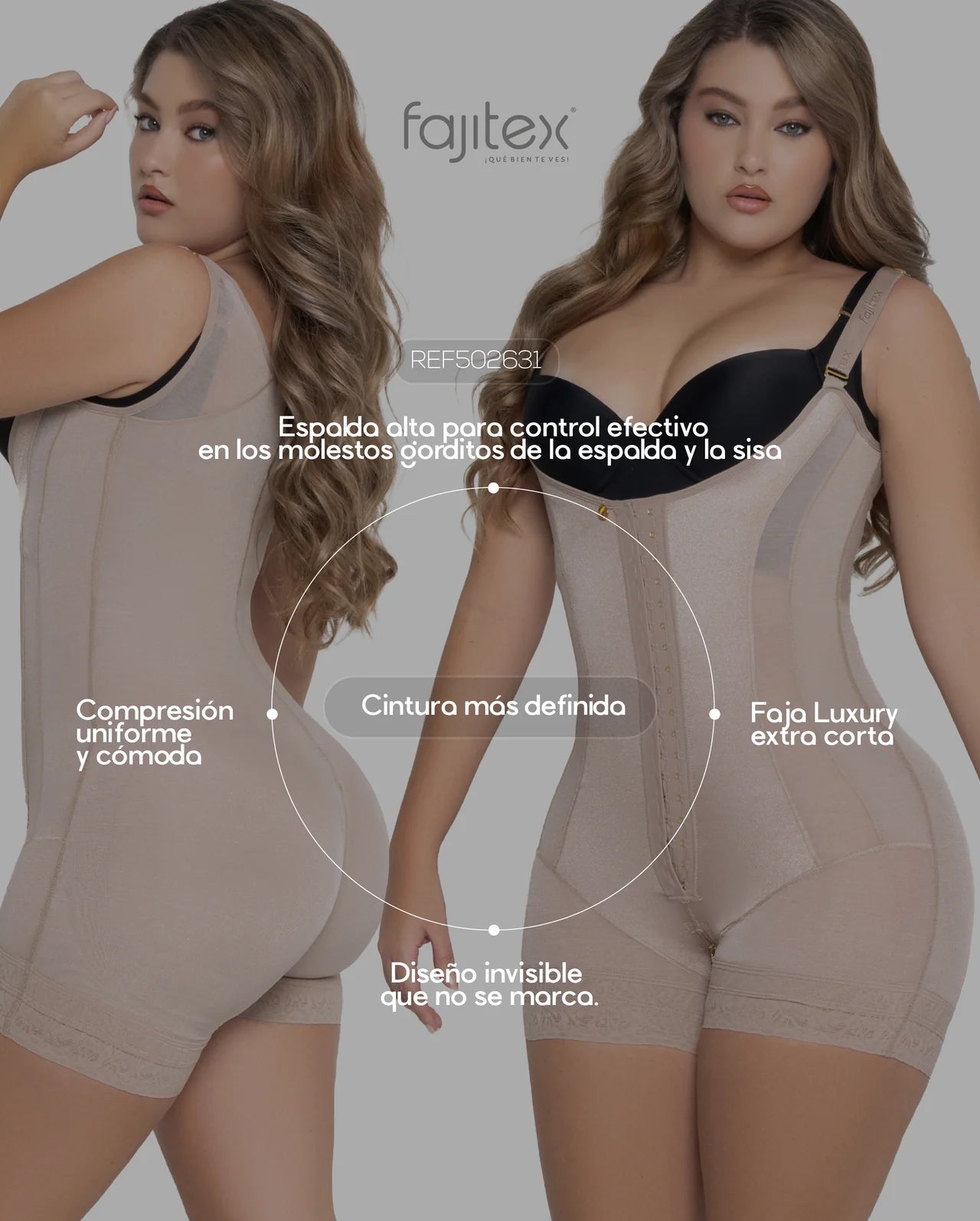 Faja Extracorta 502631 Luxury - Compresión Fuerte (Negro, Cocoa) ✦ Bajo pedido
