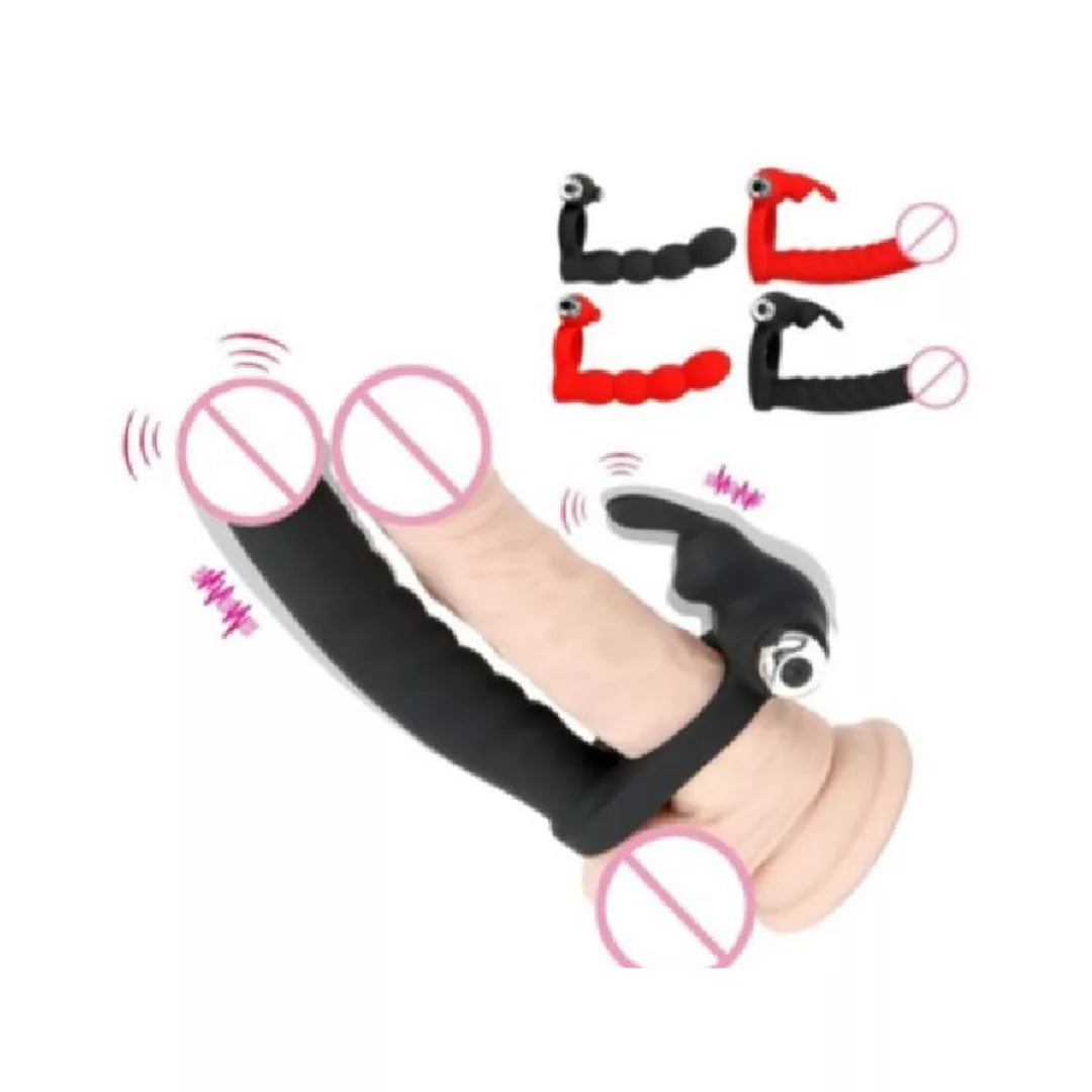 Dildo Inserción 15cm Anal Vibrador con Anillo y Estimulador de Clitoris - Bunny Double Delight ✦ Bajo pedido