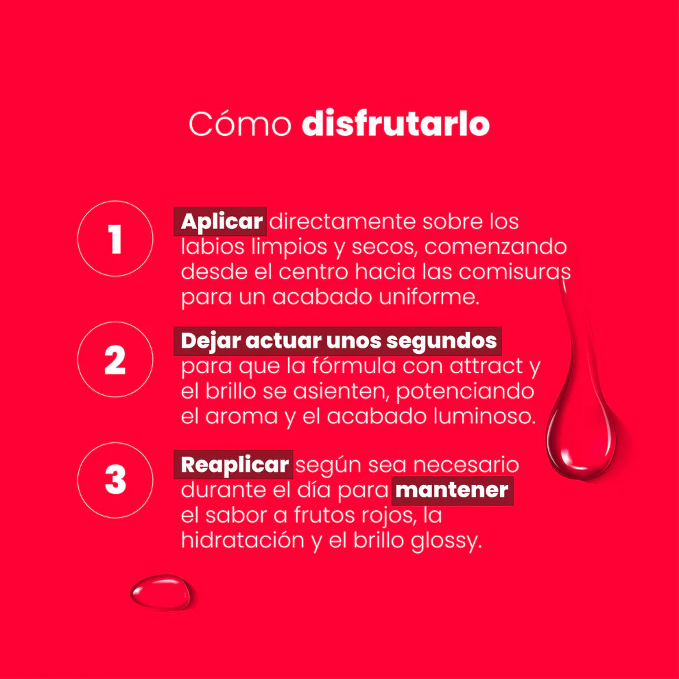 Brillo Labial Feromonas - Frutos Rojos (20ml) ✦ Bajo pedido