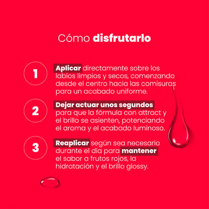 Brillo Labial Feromonas - Frutos Rojos (20ml) ✦ Bajo pedido