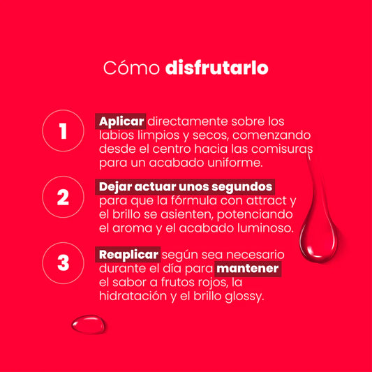 Brillo Labial Feromonas - Frutos Rojos (20ml) ✦ Bajo pedido