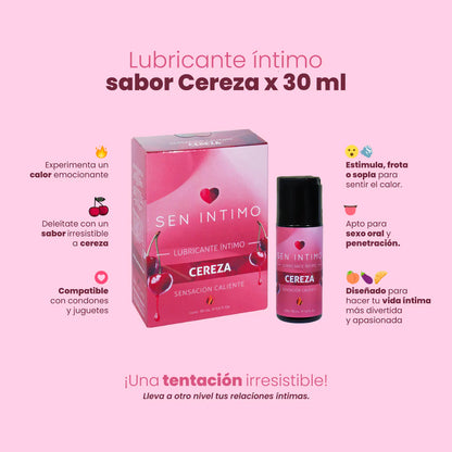 Lubricante Caliente Saborizado Cereza - Sen Íntimo (30ml) ✦ Bajo pedido