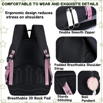 Set Escolar Estilo Kawaii 5PCZ - Mochila, Lonchera, Cartuchera, Monedero, Llavero y Parches
