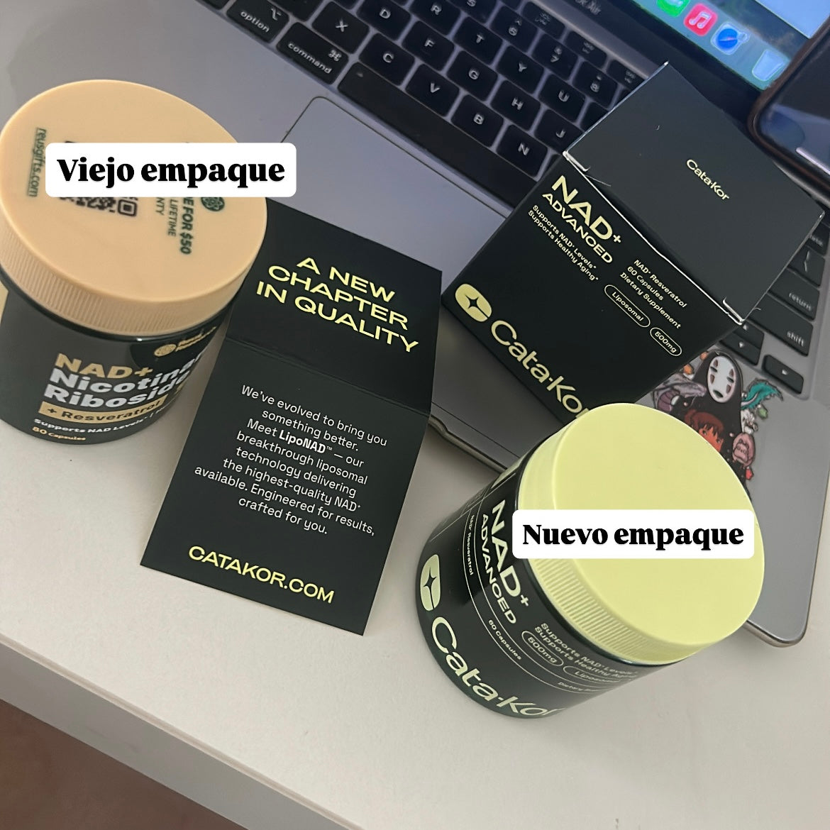 NAD+ Suplemento Antienvejecimiento, Energía y Enfoque - Cata Kor (anterior Reus Research) Fórmula Mejorada - 60caps