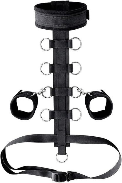 Kit de Bondage y BDSM para Parejas | Set de Esposas y Collar (Negro) ✦ Bajo pedido