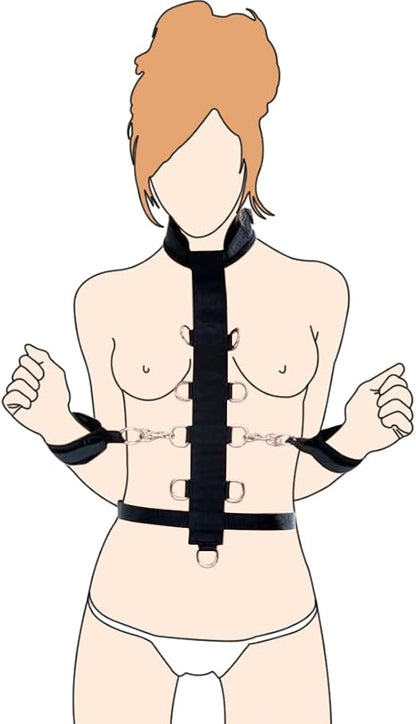 Kit de Bondage y BDSM para Parejas | Set de Esposas y Collar (Negro) ✦ Bajo pedido
