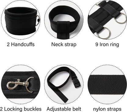Kit de Bondage y BDSM para Parejas | Set de Esposas y Collar (Negro) ✦ Bajo pedido