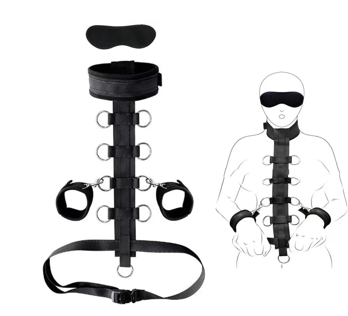 Kit de Bondage y BDSM para Parejas | Set de Esposas y Collar (Negro) ✦ Bajo pedido