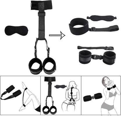 Kit de Bondage y BDSM para Parejas | Set de Esposas, Collar y Antifaz (Negro) ✦ Bajo pedido