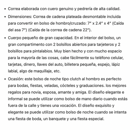 Bolso 2 en 1 con Brillos Imitación Diamante y Faja de Cuero