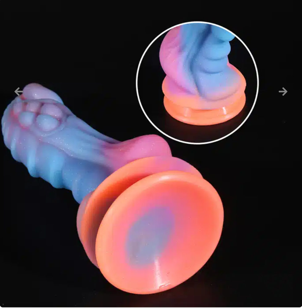 Dildo Inserción 18cm Dragón Fluorescente con Copa Succión ✦ Bajo pedido