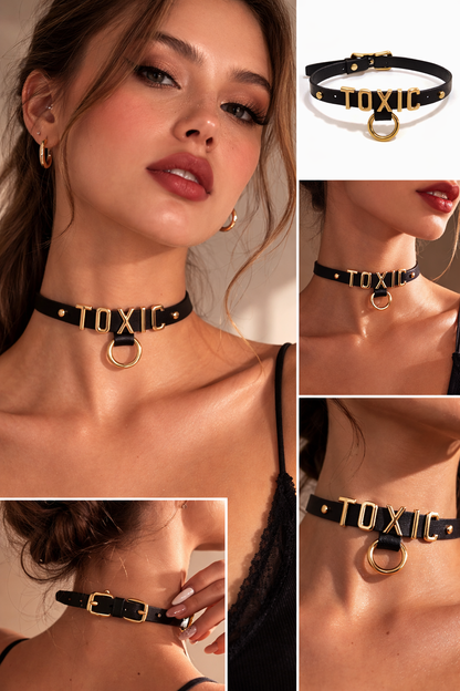 Collar Estilo BDSM Letras (2 Estilos) ✦ Bajo pedido