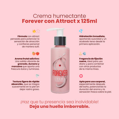 Crema Humectante Feromonas Granada, Durazno, Manzana - Forever + Attract (125ml) ✦ Bajo pedido