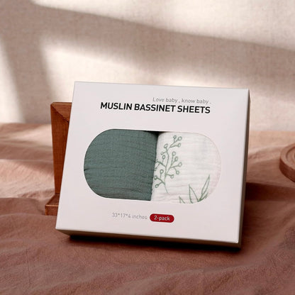 Set de 2 sábanas ajustables de muselina para cuna LYRICHOM BABY, suaves, transpirables y elásticas, ajuste universal para colchones de cuna ovalados y rectangulares con diseño de reloj de arena