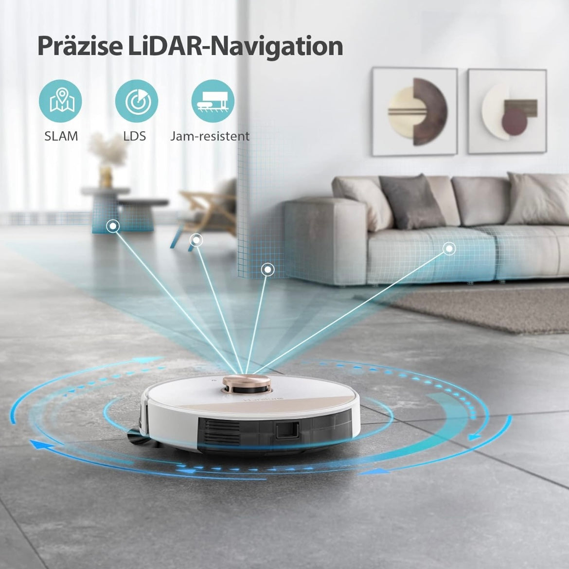*RIFA Robot Aspirador Inteligente Q6 Lite con Navegación Láser – Edición Limitada (Blanco/Oro Rosa)