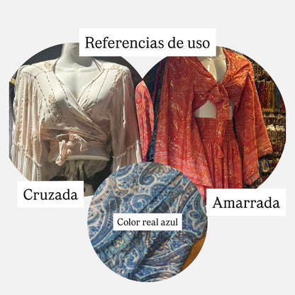 Top Doble Uso Seda Árabe - Azul Oscuro