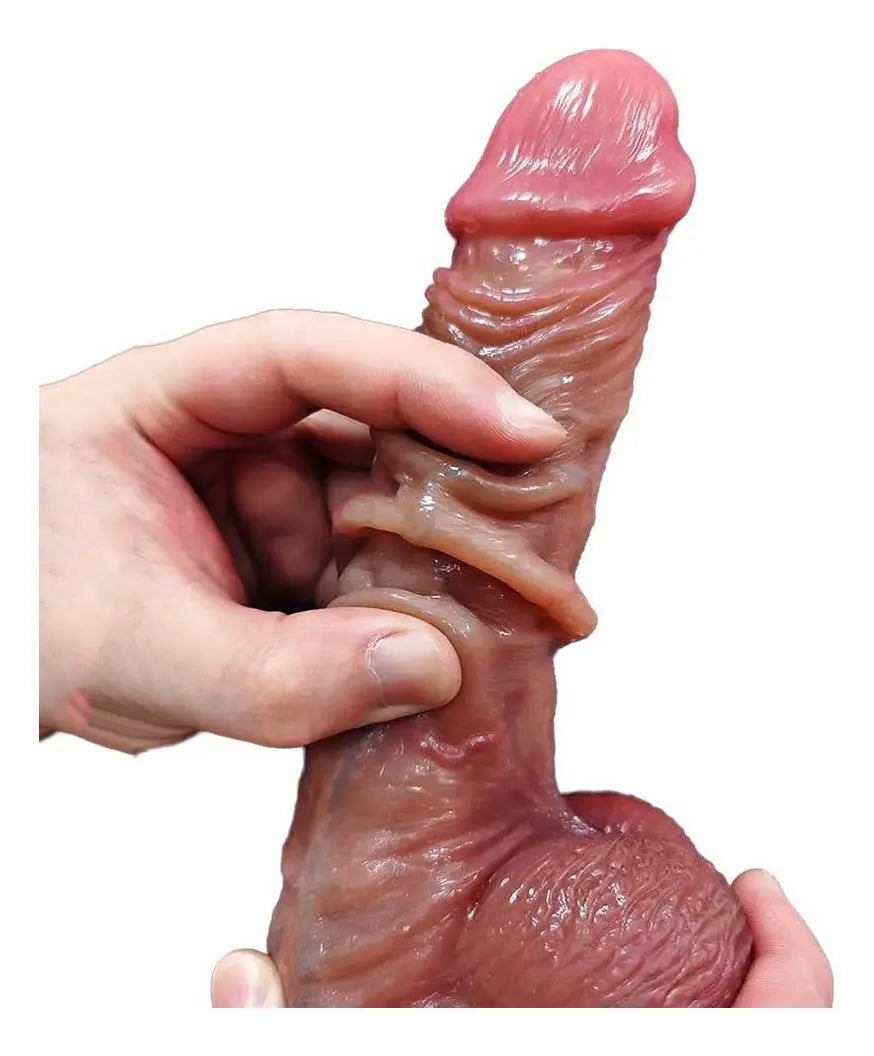 Dildo Inserción 16cm Con Copa Succión Ultra Realista Prepucio Deslizable - Justin ✦ Bajo pedido