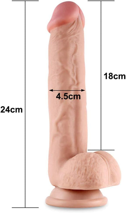 Dildo Inserción 19cm Con Copa Succión Realista Prepucio Deslizable - King ✦ Bajo pedido