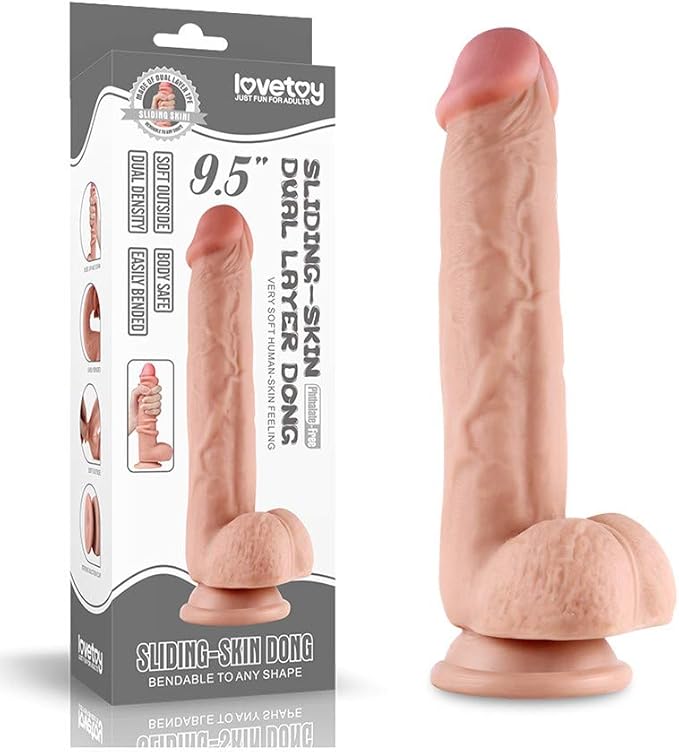 Dildo Inserción 19cm Con Copa Succión Realista Prepucio Deslizable - King ✦ Bajo pedido