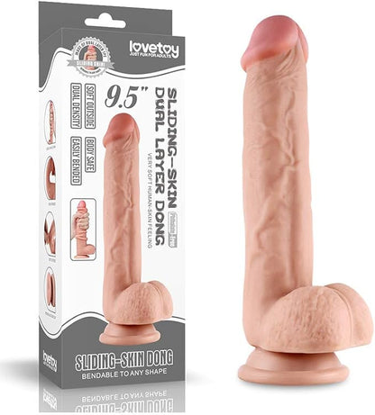 Dildo Inserción 19cm Con Copa Succión Realista Prepucio Deslizable - King ✦ Bajo pedido