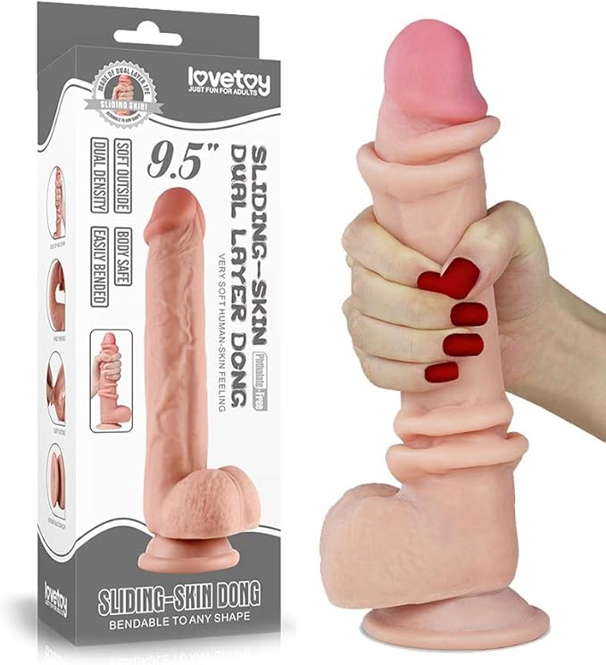 Dildo Inserción 19cm Con Copa Succión Realista Prepucio Deslizable - King ✦ Bajo pedido