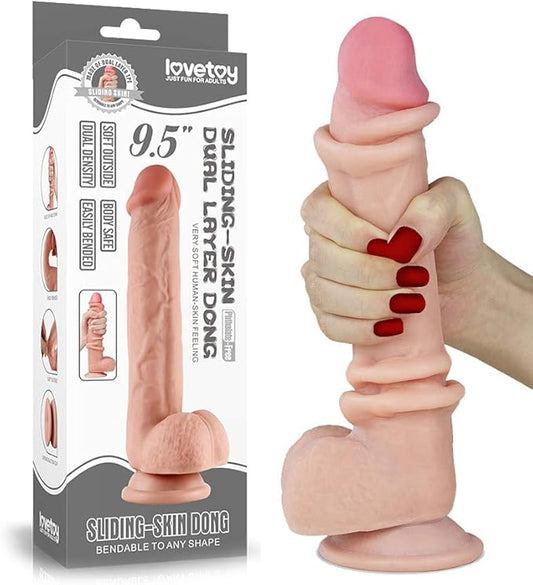 Dildo Inserción 19cm Con Copa Succión Realista Prepucio Deslizable - King ✦ Bajo pedido