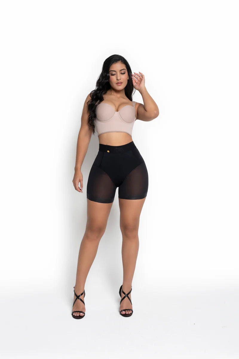 Short Media Pierna 504520 Luxury - Compresión Fuerte (Beige, Negro) ✦ Bajo pedido