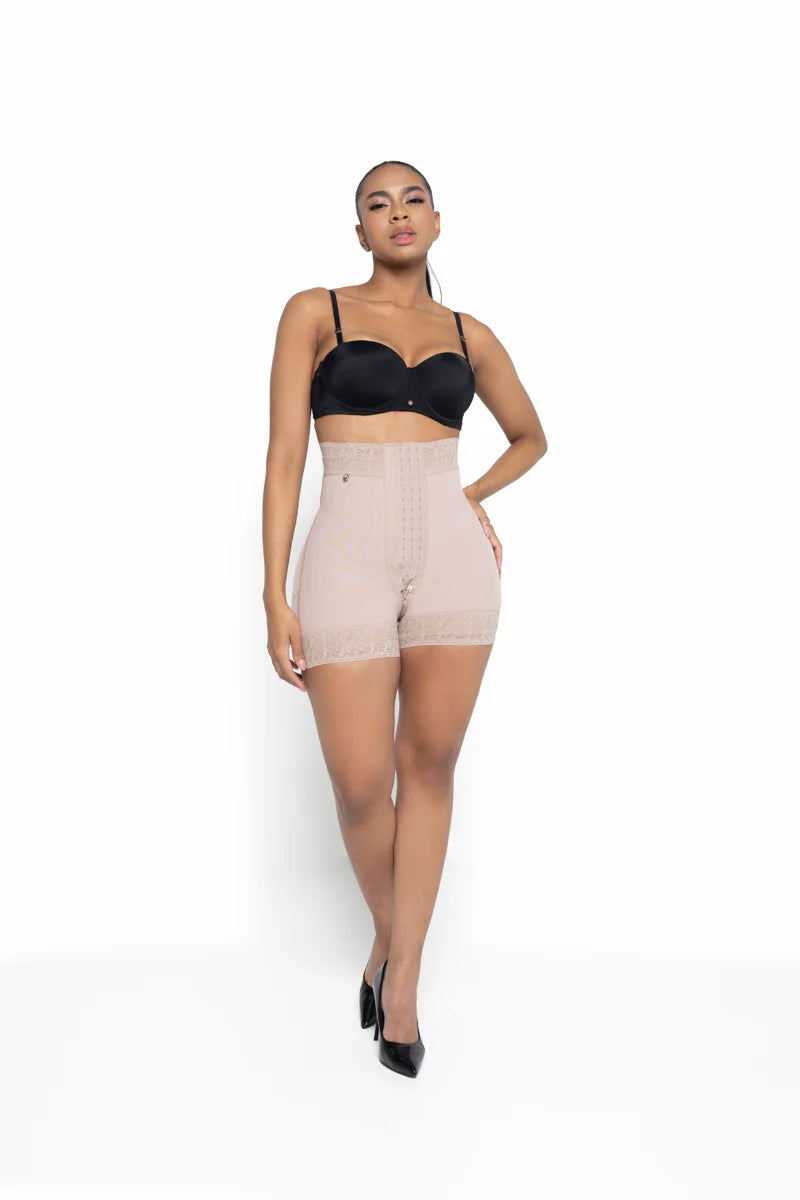 Short Levanta Cola Talle Alto 4 Broches 024656 Push-Up (Beige, Cocoa) ✦ Bajo pedido