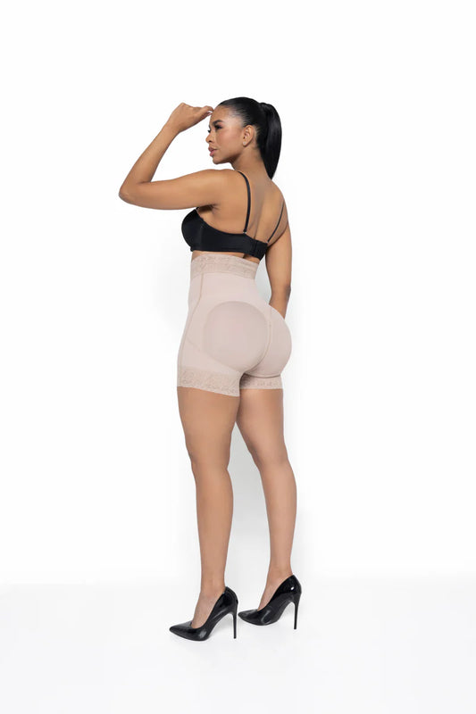 Short Levanta Cola Talle Alto 4 Broches 024656 Push-Up (Beige, Cocoa) ✦ Bajo pedido