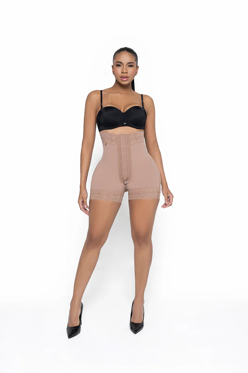 Short Levanta Cola Talle Alto 4 Broches 024656 Push-Up (Beige, Cocoa) ✦ Bajo pedido