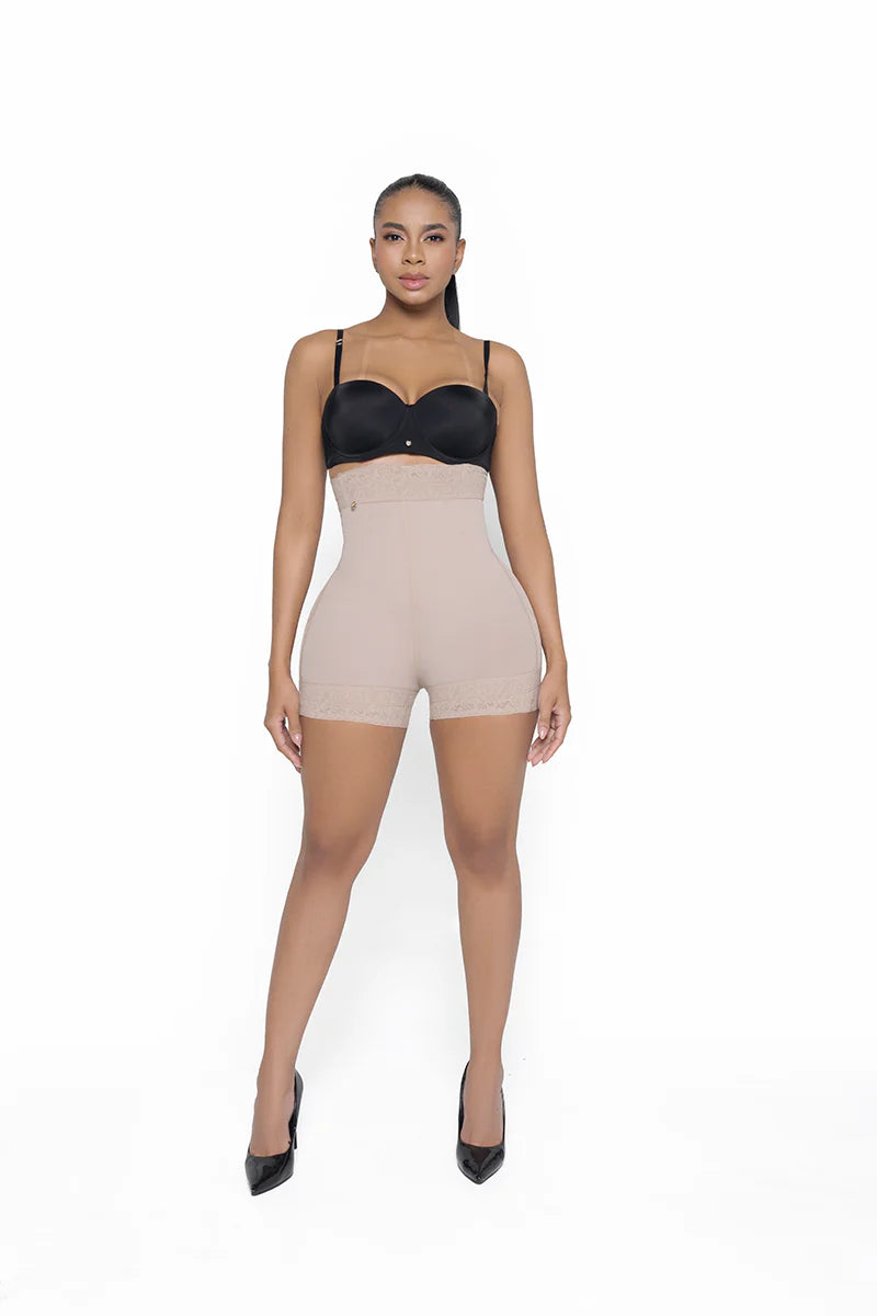 Short Levanta Cola Talle Alto 024650 Push-Up - Compresión Fuerte (Beige) ✦ Bajo pedido