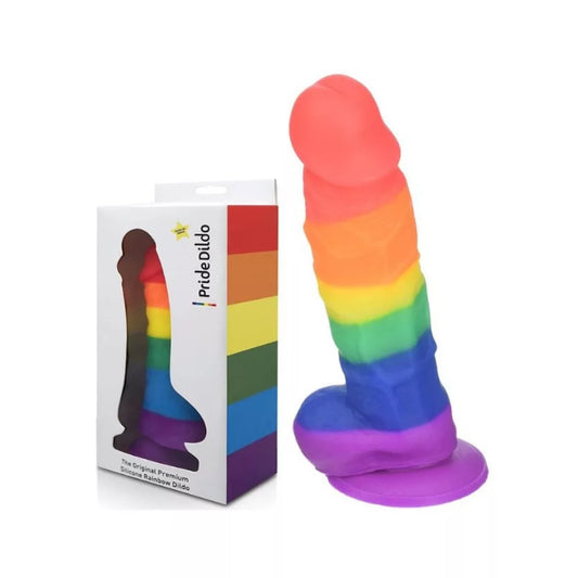 Dildo Inserción 15cm Arcoíris Pride con Copa Succión – Thick Rick ✦ Bajo pedido