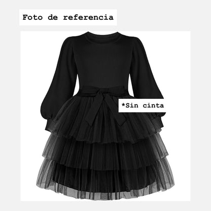 Vestido de Niña con Falda Estilo Tutú - Talla 5T (Negro)