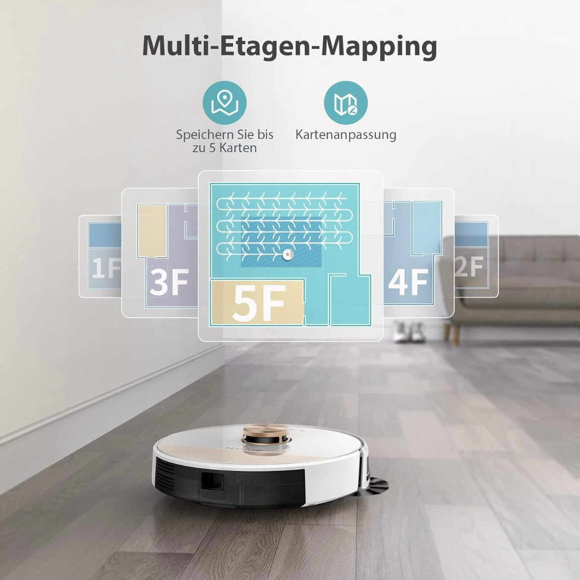 *RIFA Robot Aspirador Inteligente Q6 Lite con Navegación Láser – Edición Limitada (Blanco/Oro Rosa)